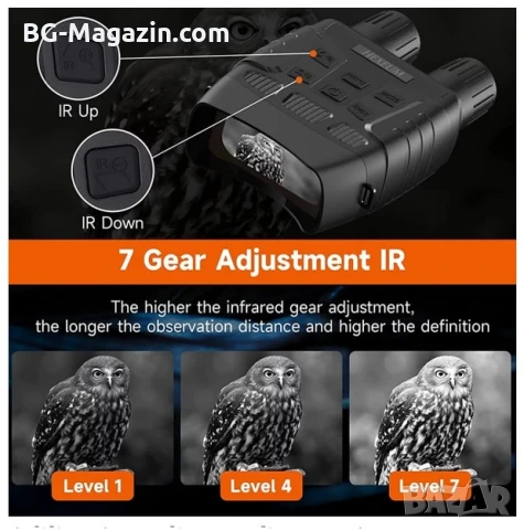 Професионален мощен бинокъл за нощно виждане за лов къмпинг и наблюдение на птици животни туризъм, снимка 4 - Екипировка - 50930399