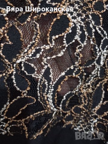 Черна туника с черно-кафява дантела. Размер: XL. , снимка 2 - Туники - 40522194