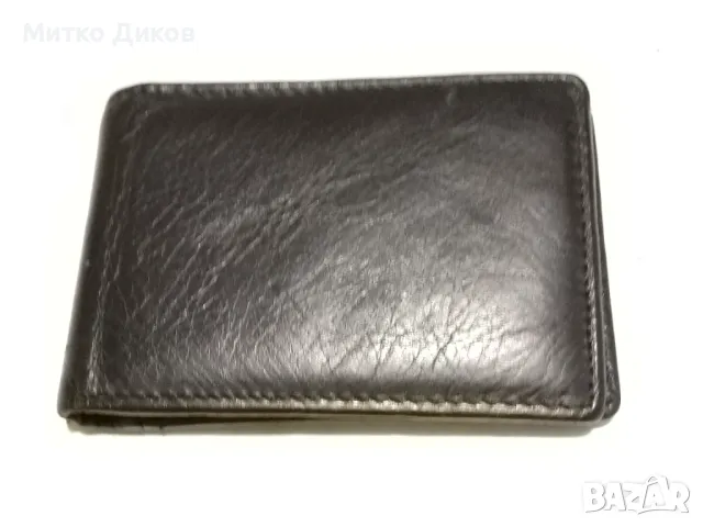 Малко компактно портфейлче за пари ститинки и три карти естествена кожа 100х70мм