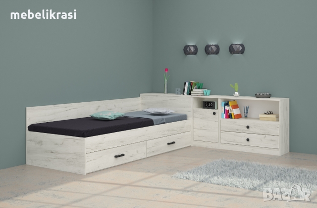 Легло Приста Мареа 2 с матрак 120/190см. с шкафове, снимка 2 - Спални и легла - 35403233