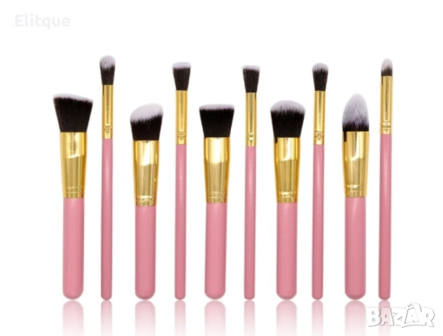 Четки за грим - 10 броя с дървени дръжки и глави от мек косъм HZS47, снимка 13 - Други - 52830522