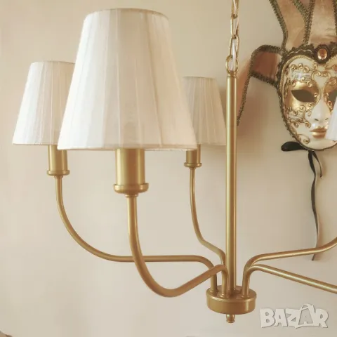 Класически златен модерен пендел със стъклен абажур, висяща лампа, снимка 6 - Лампи за таван - 47677331