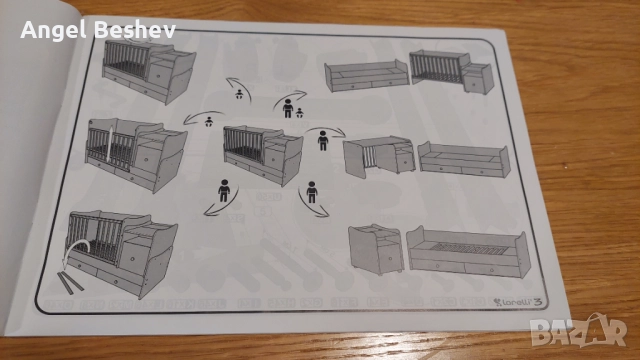 Трансформираща се бебешка кошара/легло/бюро Lorelli Trend Plus + матрак, снимка 14 - Бебешки легла и матраци - 52714333