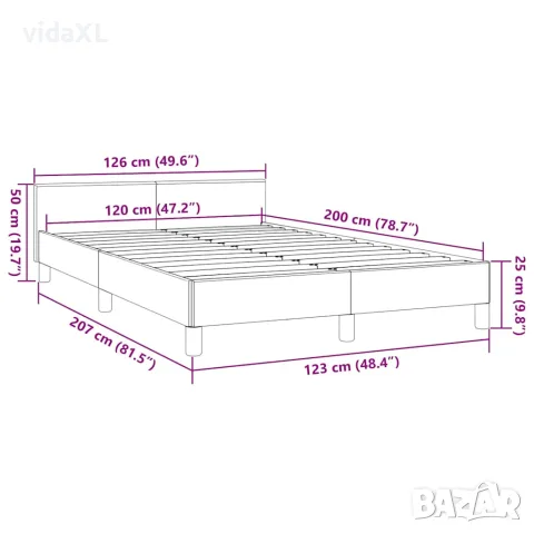 vidaXL Рамка за легло с табла без матрак, кремава, 120x200 см, снимка 9 - Спални и легла - 56147183
