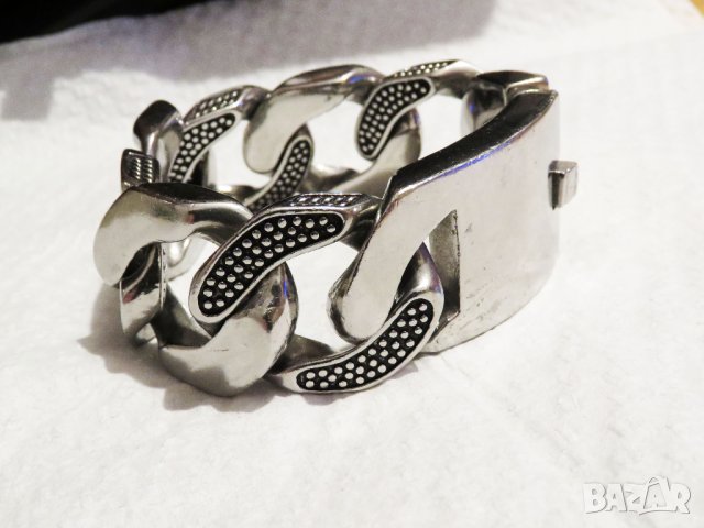 Рокерска гривна, Зверски тежка и солидна  мъжка гривна от медицинска стомана за пичове, снимка 3 - Гривни - 35918699