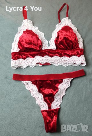 S/M червен плюшен комплект от прашка и бюстие