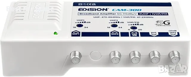 EDISION Многообхватен усилвател за кабелна телевизия, DVB-T/T2 и радио  , снимка 3 - Приемници и антени - 50377710