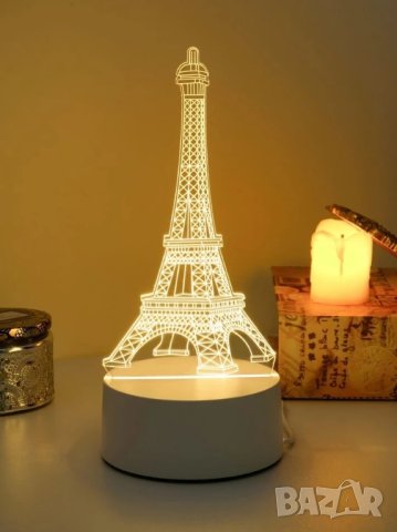 Лед нощна лампа Айфеловата кула за подарък , снимка 2 - Други - 41755495