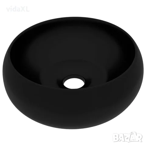 vidaXL Луксозна кръгла мивка, матово черна, 40x15 см, керамика（SKU: 147008）