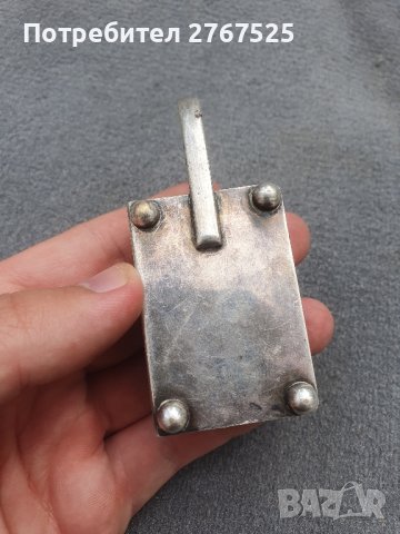 Стара 100 годишна посребрена поставка за кибрит държач кутия, снимка 3 - Антикварни и старинни предмети - 42312594