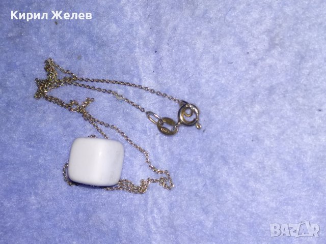 ФИНО ИЗЯЩНО РЕБЪРНО ВИНТИДЖ КОЛИЕ СРЕБРО 925 с ЕМАЙЛИРАНА АРТ КЕРАМИКА 34253, снимка 10 - Колиета, медальони, синджири - 41388752