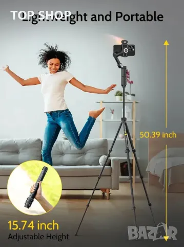 AOCHUAN 3-осен гимбал стабилизатор за iPhone и Android с RGB светлина, снимка 3 - Селфи стикове, аксесоари - 49640928