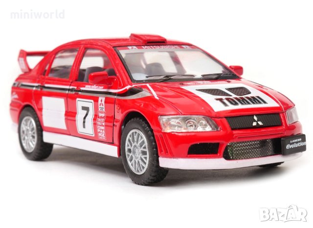 Mitsubishi Lancer Evolution VII WRC - мащаб 1:36 на KinSmart моделът е нов в кутия, снимка 5 - Колекции - 42687328