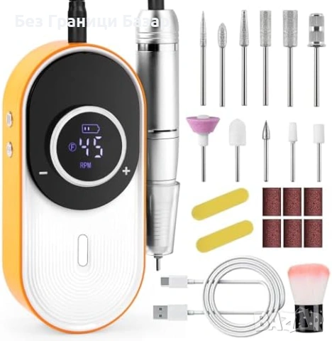 Нова Електрическа пила за нокти 45000 RPM USB-C LED дисплей 11 накрайника