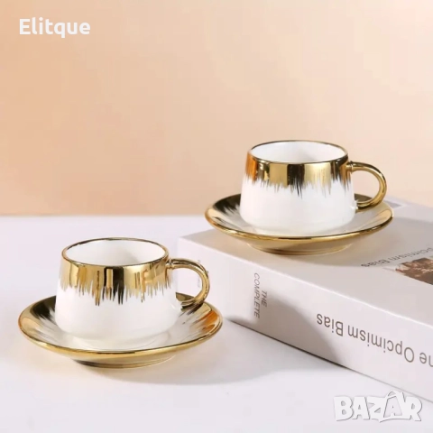 Сервиз 12 части за еспресо от порцелан, снимка 4 - Чаши - 52778193