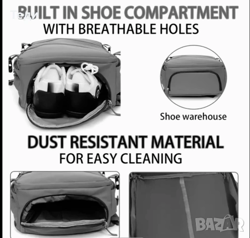 🎒 Кабинна раница за самолет – без доплащане | Черна / Слонова кост,подходяща и за ръчен багаж, снимка 7 - Куфари - 53304738