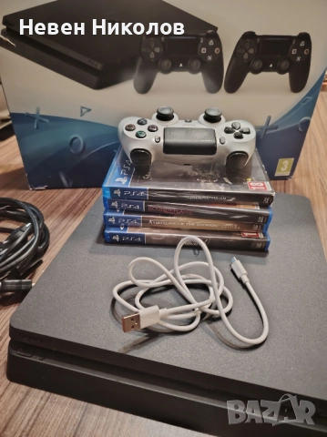 PS4 SLIM конзола 1 TB + 4 оригинални игри , снимка 2 - PlayStation конзоли - 52893096