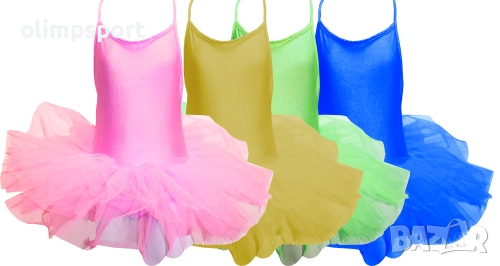 Детско трико с тънки презрамки и поличка с 3 пласта тюл