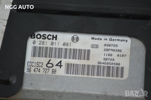 Компютър двигател за Peugeot 307 2.0 HDI, Bosch 0 281 011 081, 96 474 727 80, 64, снимка 4 - Части - 39747105