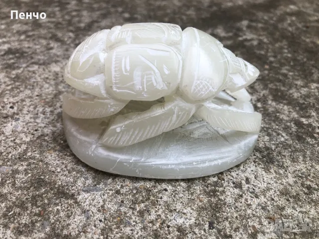 стара фигурка СКАРАБЕЙ - сапунен камък /стеатит/, снимка 1
