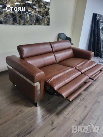 Кафяв кожен диван тройка "Moreno" с електрически релаксиращ механизъм, снимка 11 - Дивани и мека мебел - 42422624