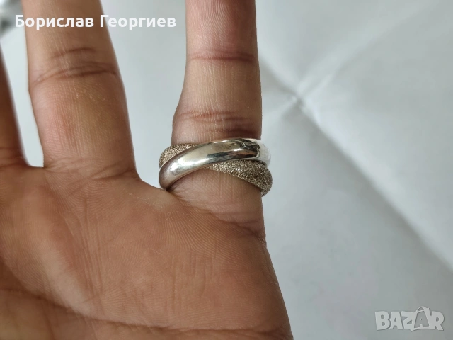 Двоен Сребърен пръстен 925 Bastian , снимка 6 - Пръстени - 53590829