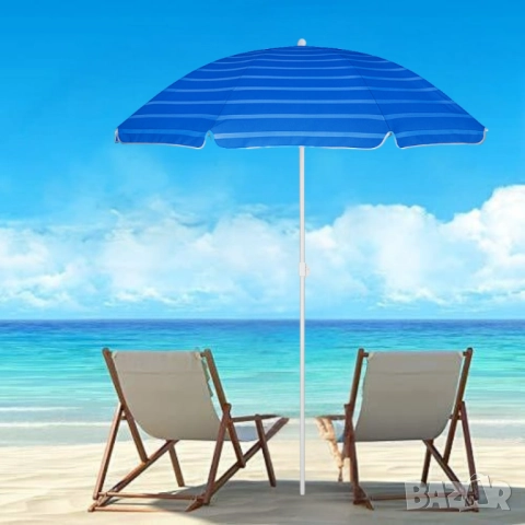 Плажен чадър Muhler U5016 – 130x180 см, с метална конструкция и устойчив TNT плат, снимка 2 - Други стоки за дома - 52105971