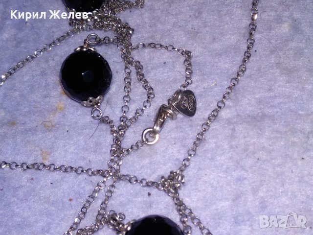 РАЗКОШНО МАРКОВО СКЪПОЦЕННО СРЕБЪРНО ИТАЛИАНСКО КОЛИЕ СРЕБРО 925 с ФАСЕТИРАН ЧЕРЕН ОНИКС 37104, снимка 14 - Колиета, медальони, синджири - 41336838
