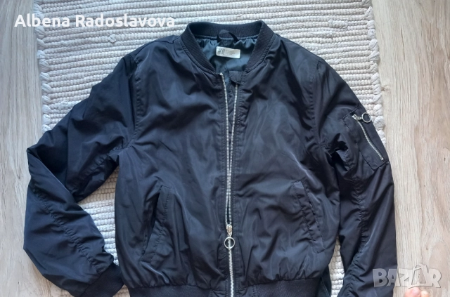 Черно яке-бомбър H&M, снимка 4 - Детски якета и елеци - 52350087