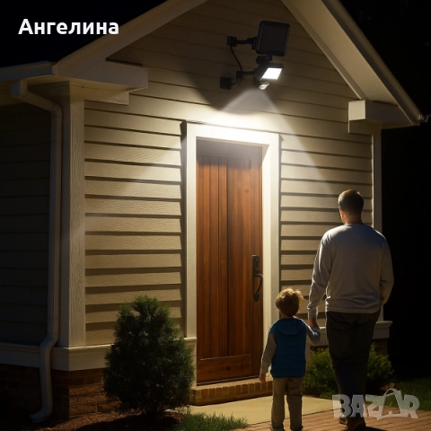 Соларен градински прожектор 60 LED и сензор за движение, снимка 4 - Соларни лампи - 51561149