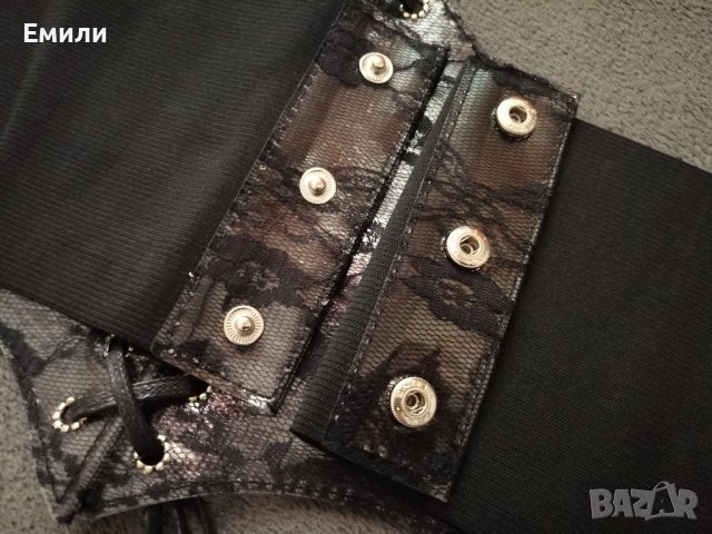 Черен корсет колан за талия с дантела и връзки - размер M-L, снимка 8 - Корсети, бюстиета, топове - 41015999