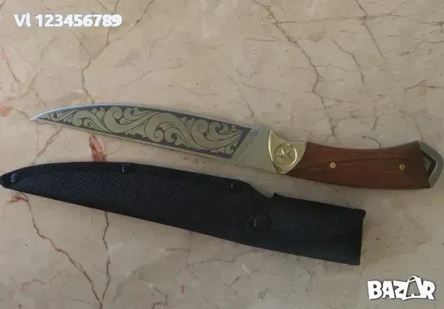 Ловен нож Пантера с гравирани флорални елементи на острието Ст 65х13, снимка 3 - Ножове - 52265181