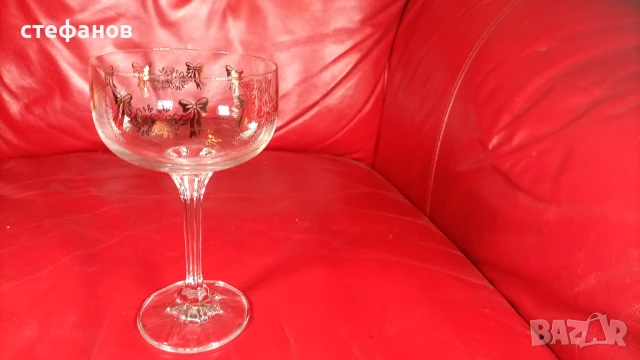 Кристални чаши за шампанско „Флора”, златен кант, златни шарки, снимка 9 - Чаши - 50944229