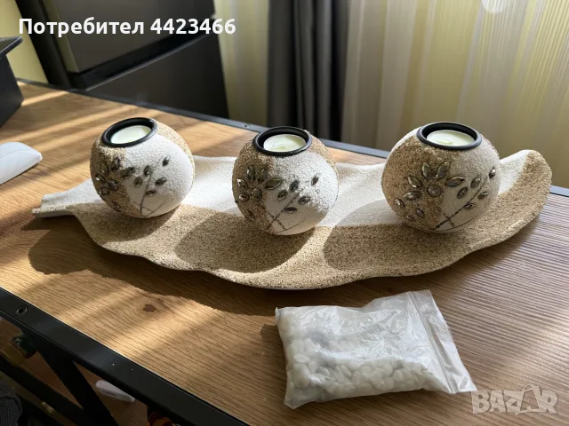 комплект поставка за чаени свещи с поднос-листо