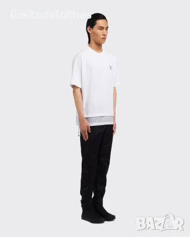 White Cotton and Re-Nylon Logo Print Мъжка Тениска size M, снимка 5 - Тениски - 48478425