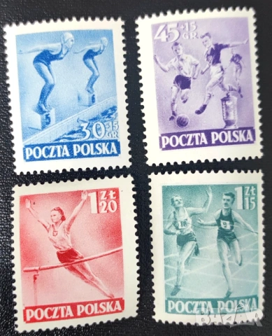 Полша, 1952 г. - лот марки на тема колоездене, личности, спорт, автомобили и др., снимка 5 - Филателия - 53303082
