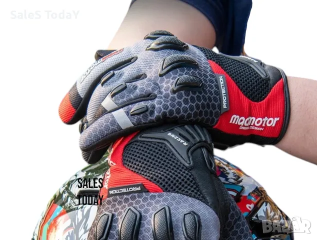  	Ръкавици мото, мотокрос, ендуро и колело, червени, 3 размера