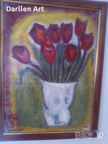 Натюрморт ваза с цветя, Вера Къдринова, снимка 1 - Картини - 40856853
