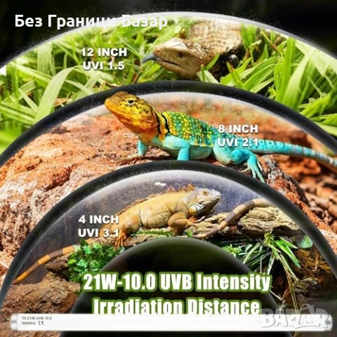 Нова UVB тръба T5 HO 10.0 21W 34in за терариум рептили UVA лампа, снимка 5 - Терариуми и оборудване - 53645734