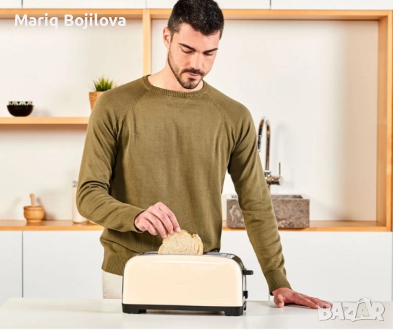 Тостер Taurus Vintage Cream – 1400W, метален корпус, функции претопляне и размразяване, снимка 4 - Тостери - 51527821