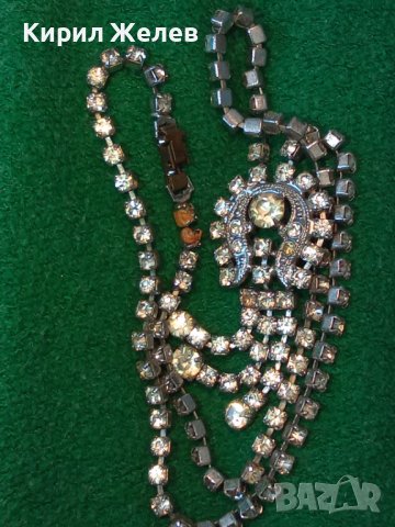 ПОСРЕБРЕНА АР НУВО ВИНТИДЖ ОГЪРЛИЦА КОЛИЕ с ИСКРЯЩИ ЮВЕЛИРНО ФАСЕТИРАНИ БОХЕМСКИ КРИСТАЛИ 99887, снимка 6 - Колиета, медальони, синджири - 37685841