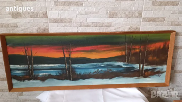Картини "Пейзажи" два броя (92/33см и 82/33см) - комплект, снимка 6 - Антикварни и старинни предмети - 47504336