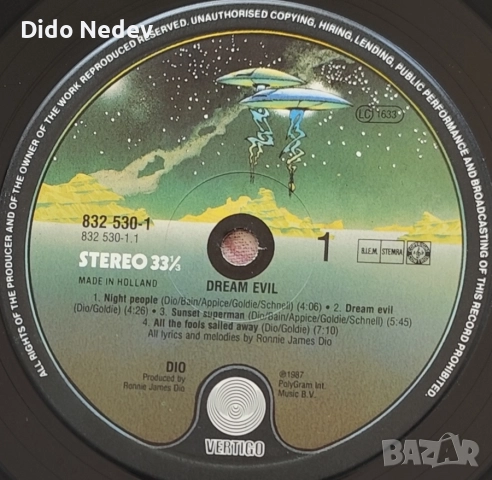 Грамофонна Плоча (Dio - Dream Evil), снимка 3 - Грамофонни плочи - 52267306