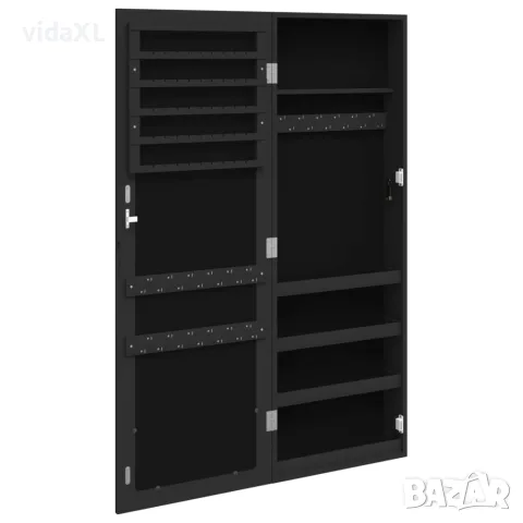 vidaXL Огледален шкаф за бижута, стенен монтаж, черен, 37,5x10x106 см, снимка 5 - Огледала - 56147323