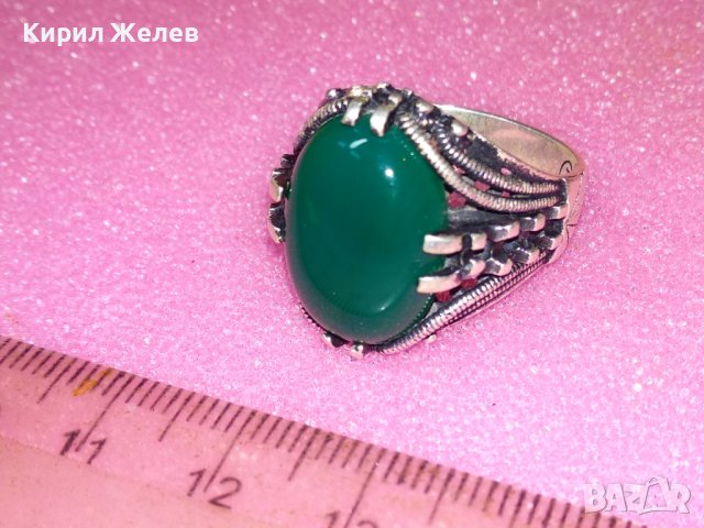 КРАСИВ СКЪПОЦЕНЕН АВТОРСКИ СРЕБЪРЕН ПРЪСТЕН СРЕБРО 925 с ШЛИФОВАН ХРИЗОПРАЗ и ПЕЧАТ на ЮВЕЛИРА 43354, снимка 12 - Пръстени - 44393980