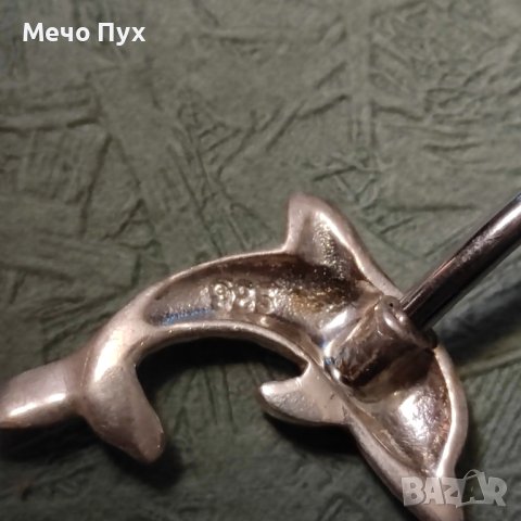 Сребърна обеца за пъп Делфин (2), снимка 4 - Обеци - 41776698