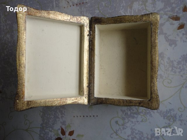 Позлатена рисувана италианска дървена кутия за бижута , снимка 6 - Колекции - 41187797