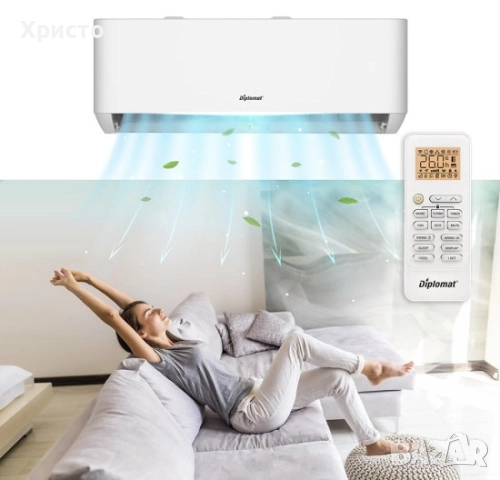 НОВО!!! Инверторен климатик DIPLOMAT DAC-120CAN, 12000 BTU, Бял, A++  , снимка 4 - Климатици - 52576035