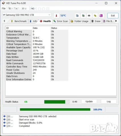 Samsung 990 PRO 1TB NVMe M.2 SSD PCIe 4.0 (7450 MB/s) – Отлично състояние, снимка 8 - Твърди дискове - 55963589