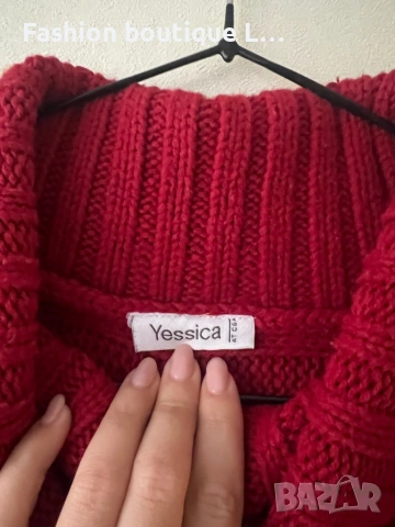 Червен пуловер 100% акрил L размер ❤️, снимка 5 - Блузи с дълъг ръкав и пуловери - 53176035